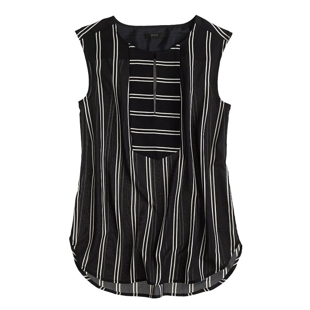 [J. Crew] Drapey Keyhole Navy Stripe Blouse